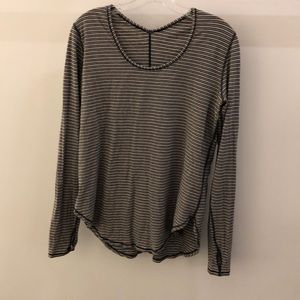 lululemon athletica Tops - Lululemon black and taupe stripe LS top, sz 8 lululemon athletica Tops - Lululemon black and taupe stripe LS top, sz 8
